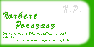 norbert porszasz business card